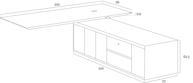 Enigma L-Shape Executive Desk Dimension